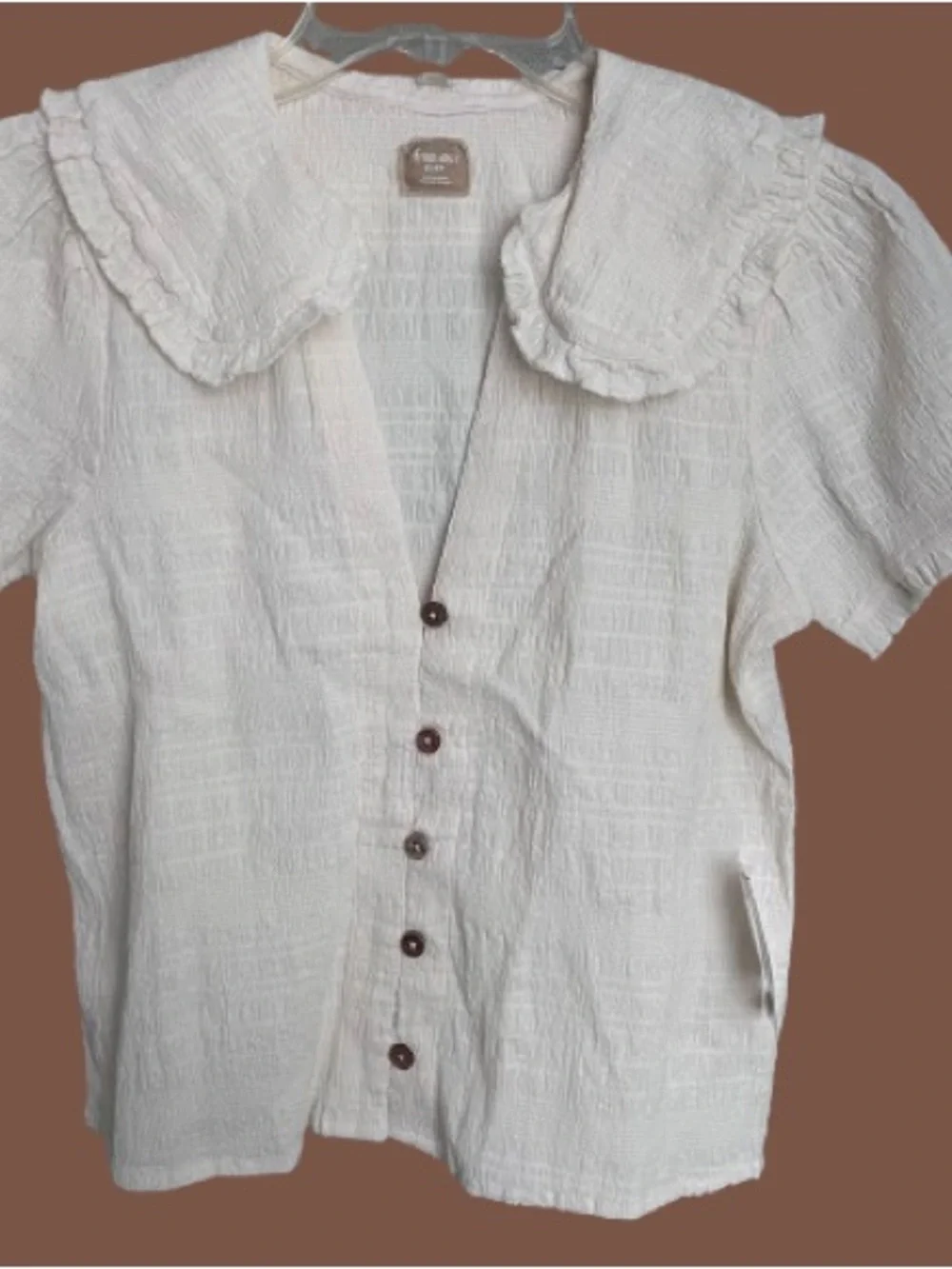 NWT Free People free-est Lovesick Smocked Peter Pan Blouse Ivory XS
